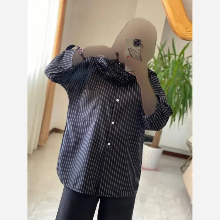ست شومیز و شلوار زنانه ژاکلین جنس شانتون رنگ مشکی سایز 40 تا 48