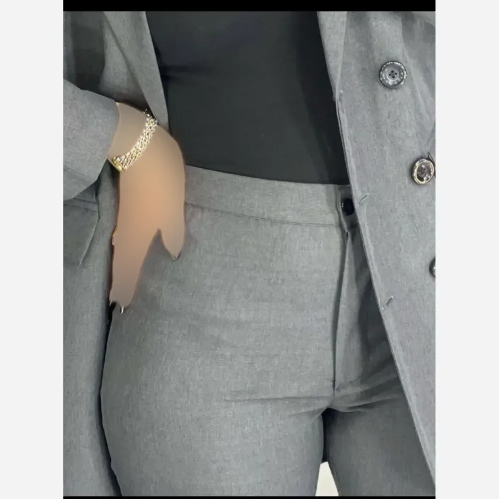 کت شلوار اداری زنانه جنس فاستونی رنگ مشکی سورمه ای طوسی