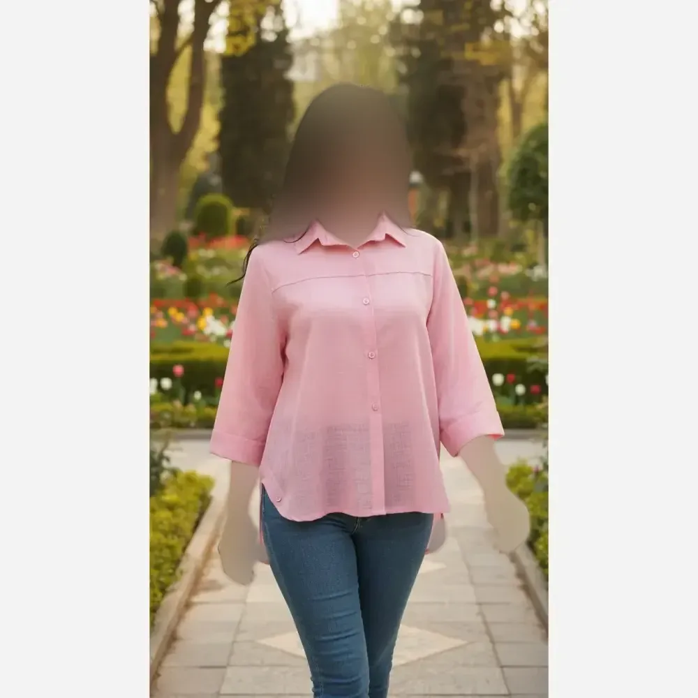 شومیز بغل دکمه لیندا جنس شیشه ای درجه یک فری سایز