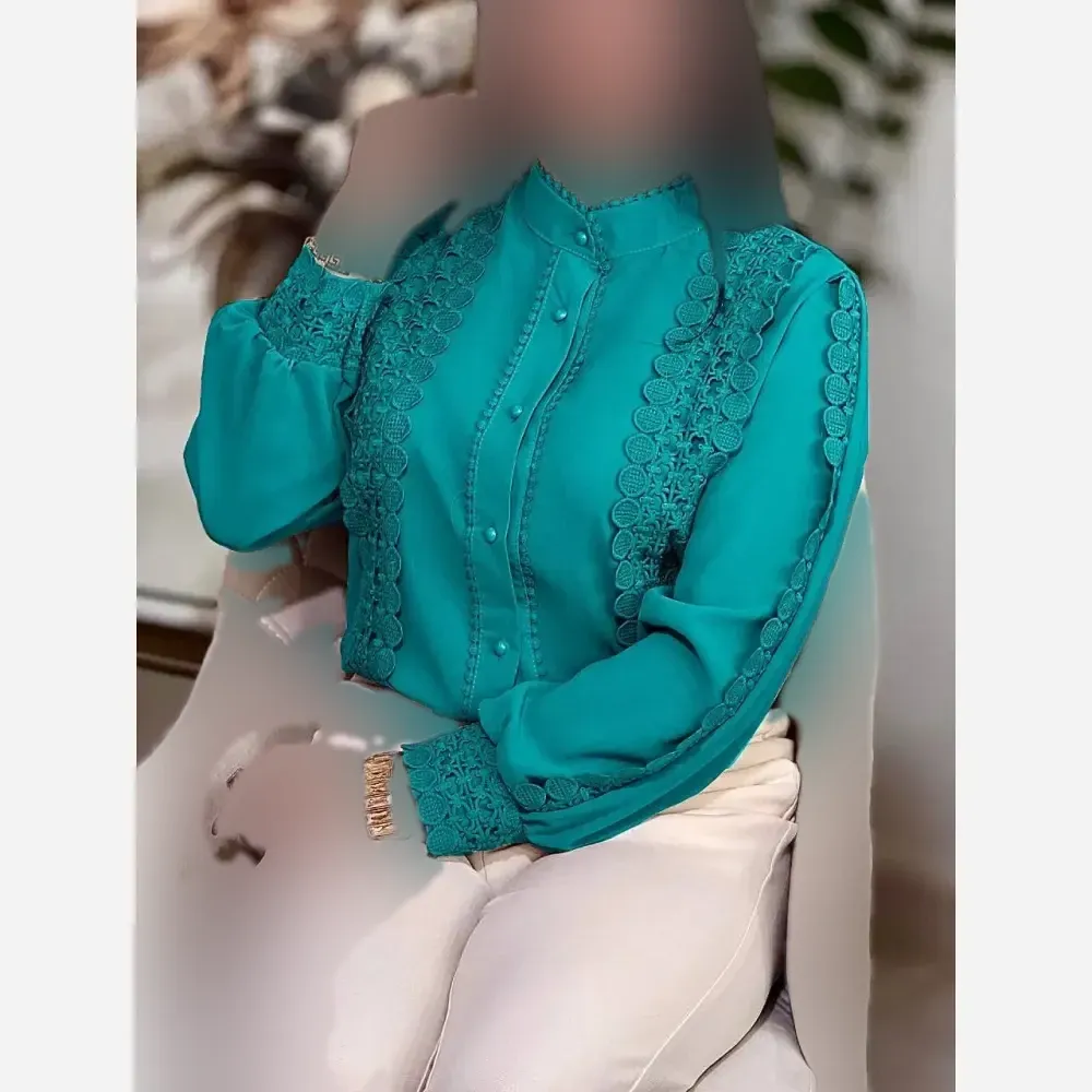 شومیز الیزه مصری مدل ارغوان خرج کار گیپور ترک سایز بزرگ