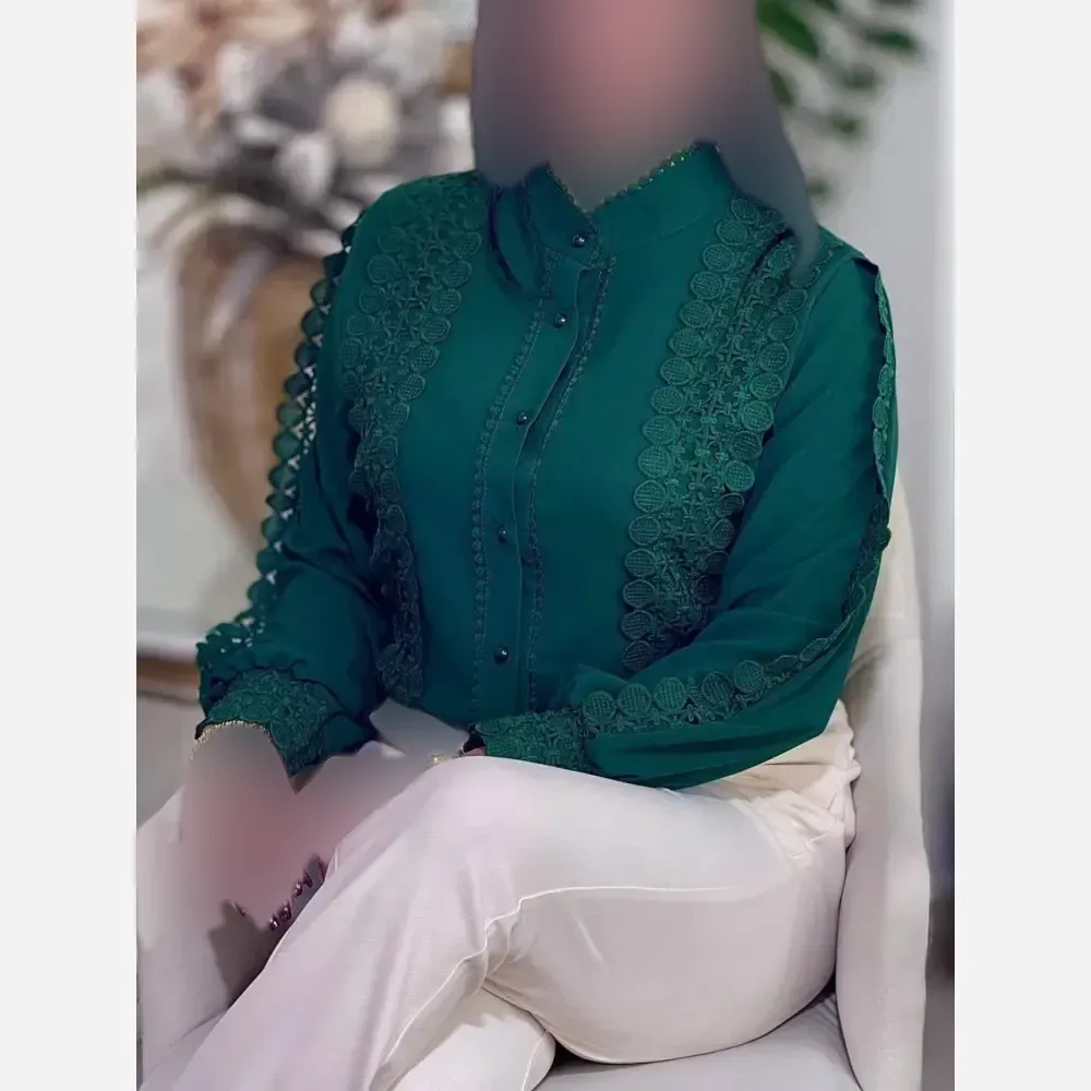 شومیز الیزه مصری مدل ارغوان خرج کار گیپور ترک سایز بزرگ