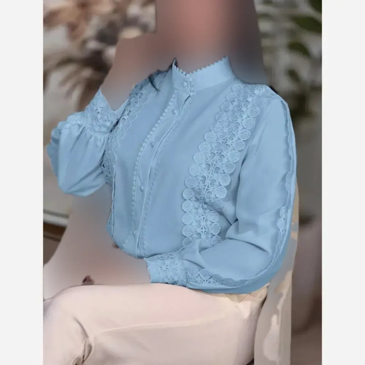 شومیز الیزه مصری مدل ارغوان خرج کار گیپور ترک سایز بزرگ
