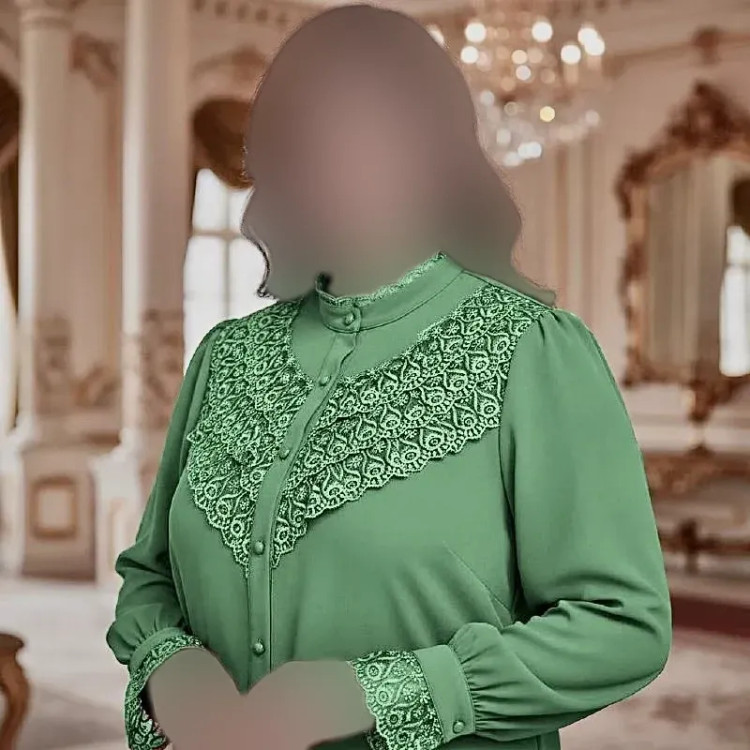 شومیز زنانه نسترن مزون دوز جنس الیزه مصری اعلا خرج کار گیپور ترک وارداتی سبز کرم مشکی آبی سفید