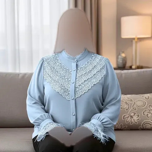 شومیز زنانه نسترن مزون دوز جنس الیزه مصری اعلا خرج کار گیپور ترک وارداتی سبز کرم مشکی آبی سفید