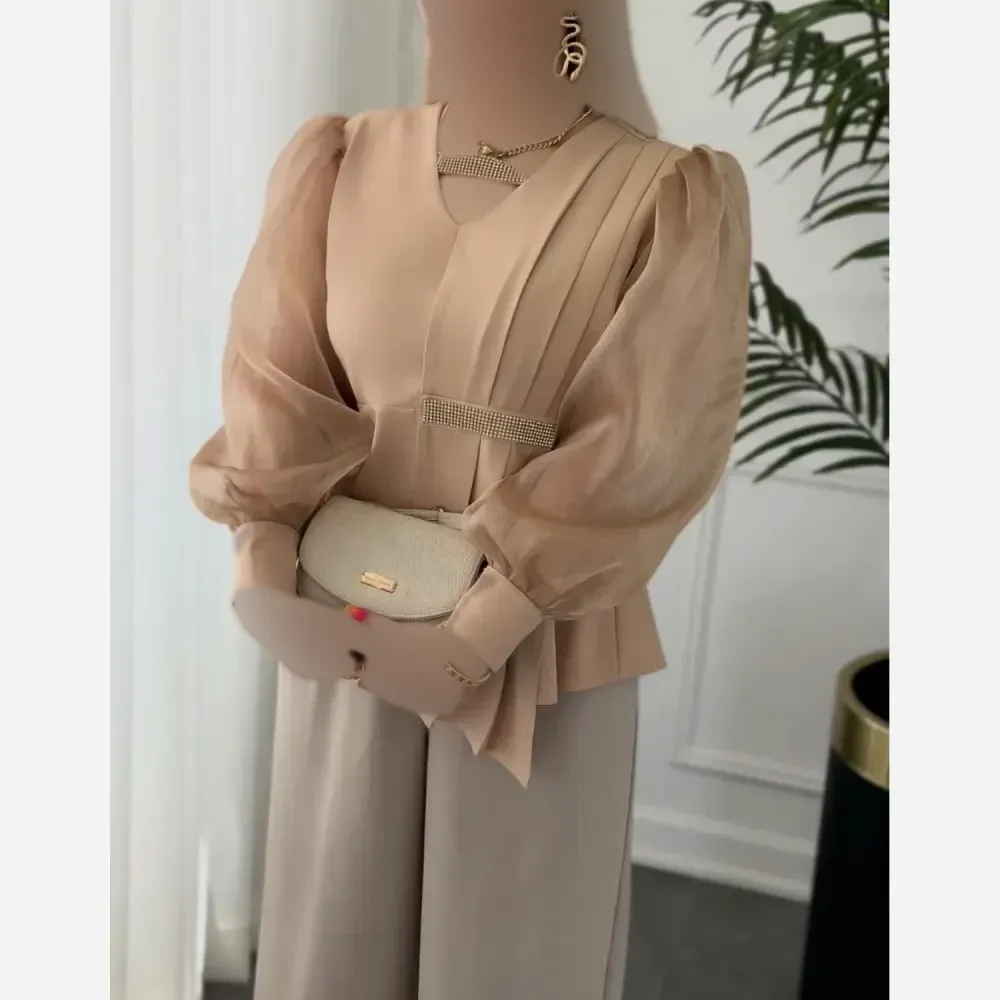 کت زنانه مدل مهتاب پارچه مازراتی و آستین ارگانزا مروارید دوزی شده