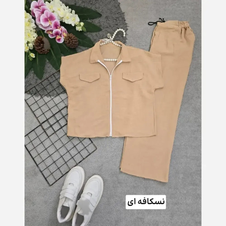 ست لباس زنانه بامبر و شلوار لنین نچرال فری سایز