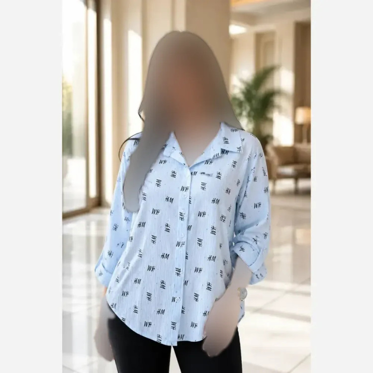 شومیز مانتویی زنانه H.M اعلا با چاپ اکلیل فری سایز 38 تا 50 مشکی سبز
