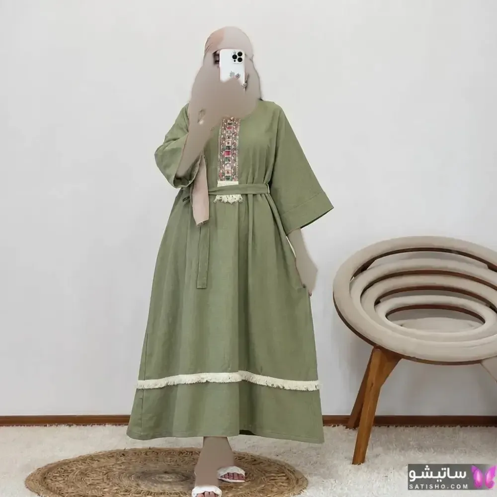 کفتان نوار کنفی جنس موسلین دبل فیس درجه یک فری سایز رنگ مشکی و سدری