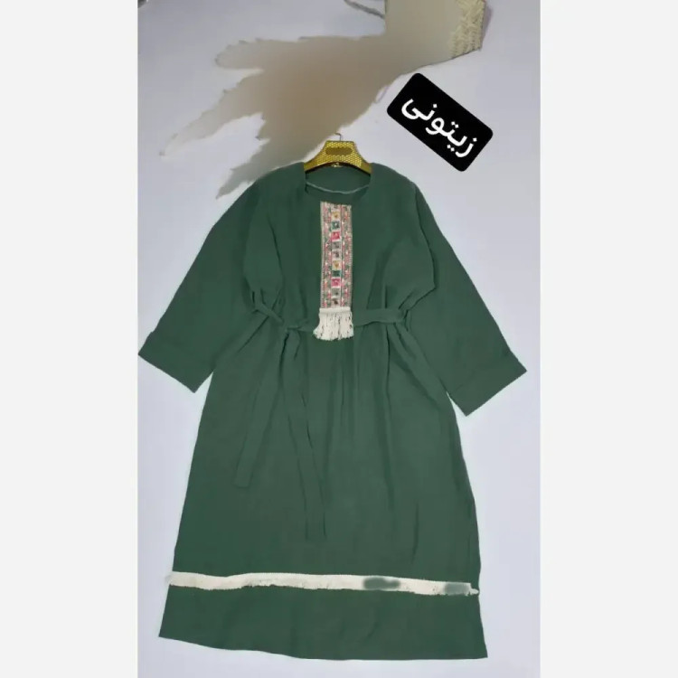 کفتان نوار کنفی جنس موسلین دبل فیس درجه یک فری سایز رنگ مشکی و سدری
