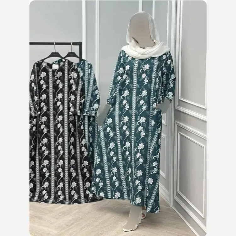 پیراهن مانتویی گلاب یزدی پفکی فری سایز مشکی کله غازی قد 135