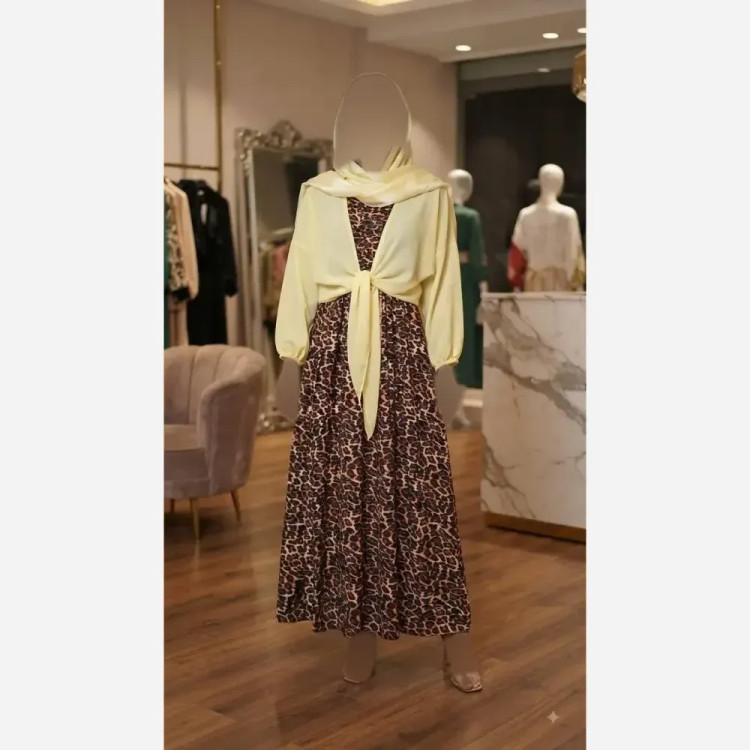 ماکسی مجلسی ماهی طلایی جنس زیره الیزه و رویه حریر فری سایز تا 46