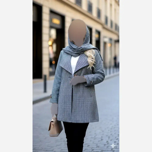 مانتو یقه ارشال ریما قد 85 زنانه تک رنگ سایز یک و دو