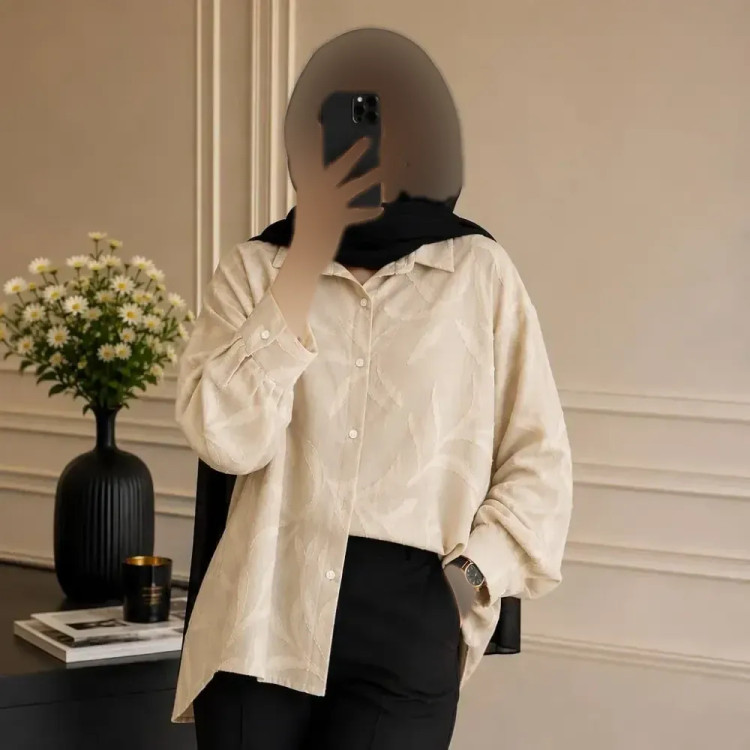 شومیز دیانا جنس کسمه فری سایز تا 44 رنگ سبز کرم نسکافه ای قد 70cm