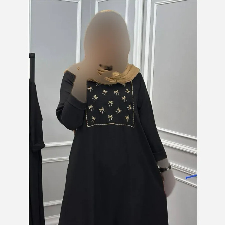 کفتان گلدوزی شانتون مشکی فری سایز جیب دار قد 135