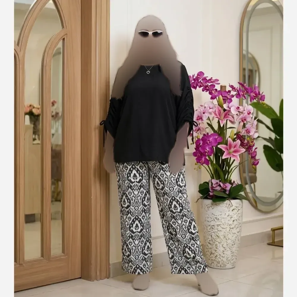 ست شومیز و شلوار نخی اعلا آناهیتا فری سایز تا 48