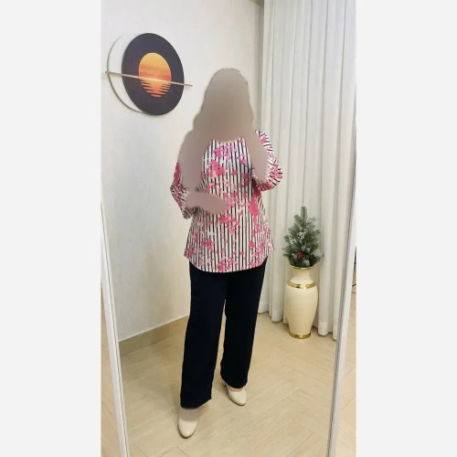 ست شومیز و شلوار زنانه مدل سویل جنس سوپرنخ و شانتون جودون رنگی فری سایز