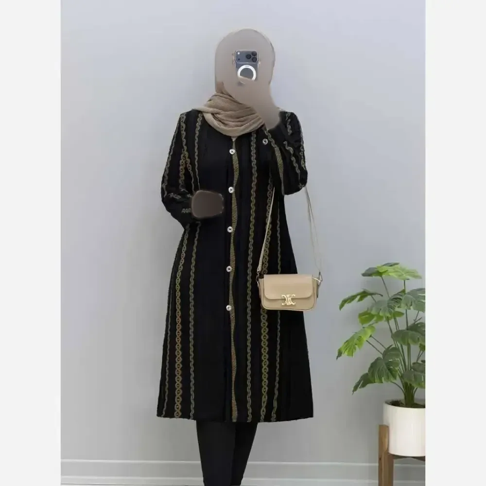 مانتو بلند زنانه کرپ ژاکارد وارداتی دوخت مزونی سایز بزرگ فری سایز