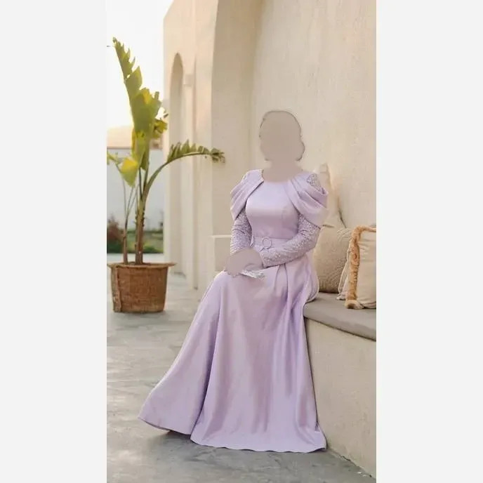 پیراهن مجلسی زنانه مرسانا آستین بلند ساتن ال ایکس قد 150