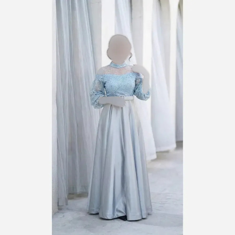 پیراهن مجلسی زنانه مرسانا آستین بلند ساتن ال ایکس قد 150