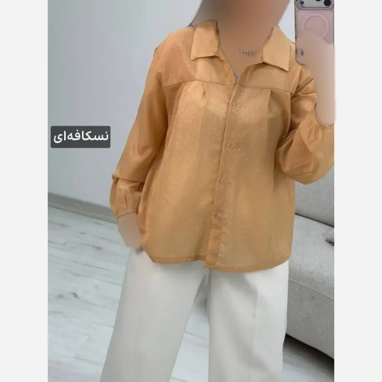شومیز نگینی مهتا جنس شیشه ای نگین کوبی شده فری سایز