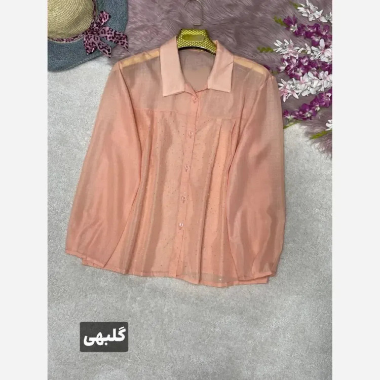 شومیز نگینی مهتا جنس شیشه ای نگین کوبی شده فری سایز