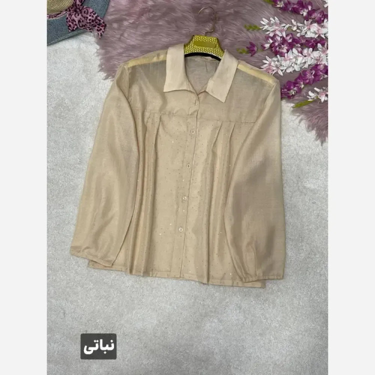 شومیز نگینی مهتا جنس شیشه ای نگین کوبی شده فری سایز