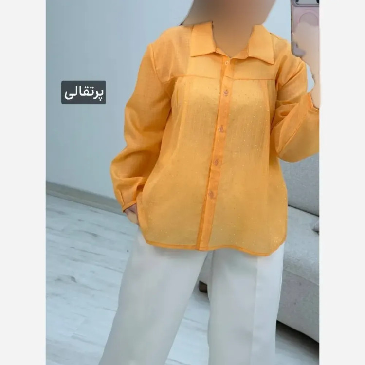 شومیز نگینی مهتا جنس شیشه ای نگین کوبی شده فری سایز