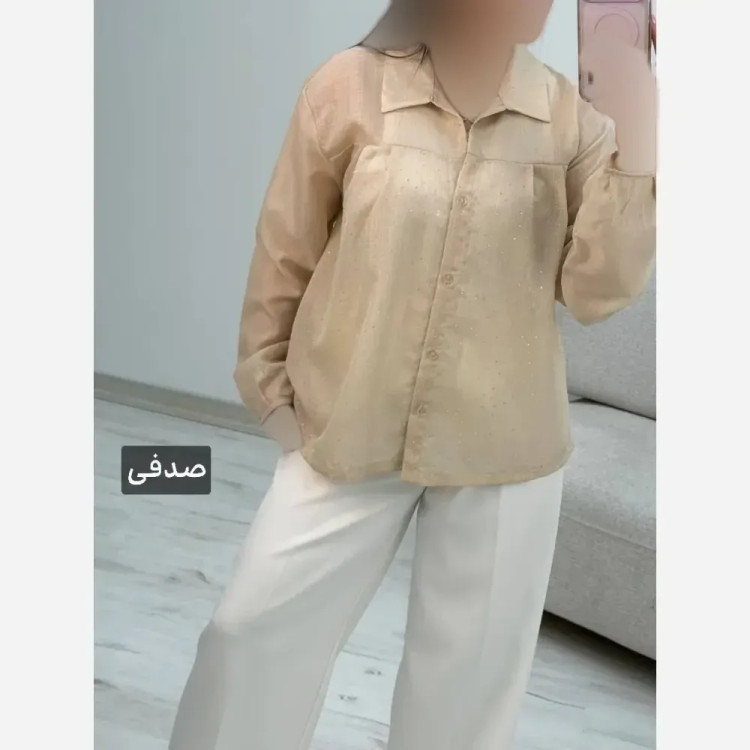 شومیز نگینی مهتا جنس شیشه ای نگین کوبی شده فری سایز