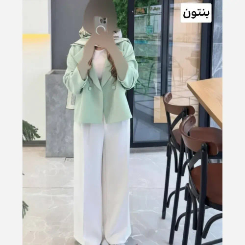 کت شلوار زنانه مدل نیلدا جنس مازراتی فری سایز تا 46