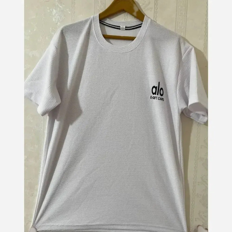 تیشرت تک بیسکویتی alo رنگ نسکافه سفید یشمی طوسی کرم سایز L XL 2XL