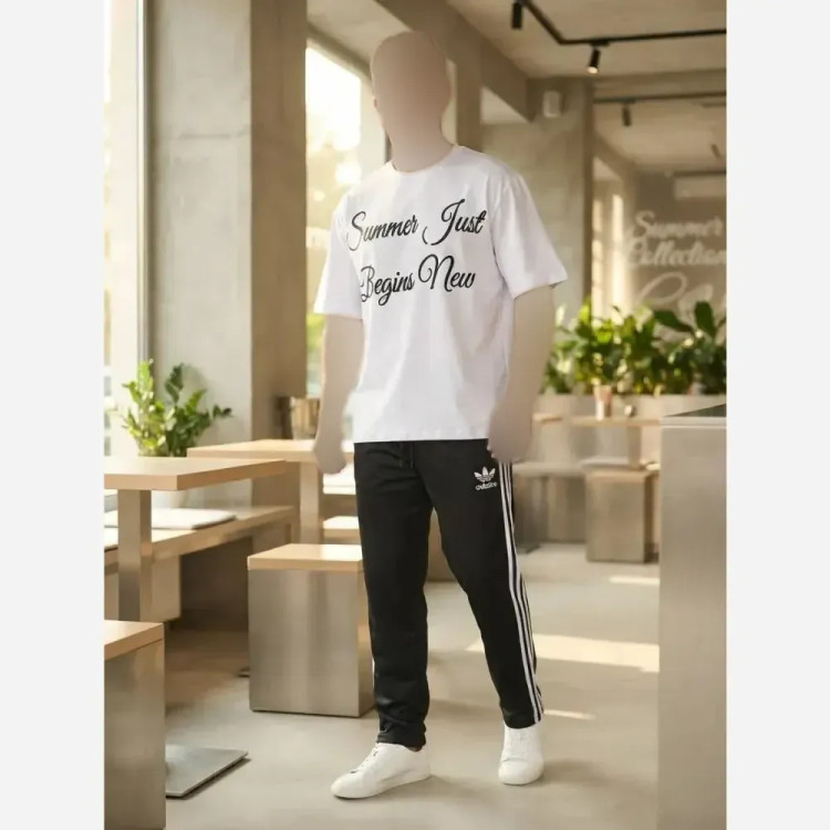 ست تیشرت و شلوار مردانه فرزاد پنبه اعلا ادیداس سایزبزرگ