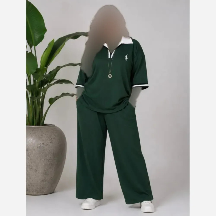 ست دو تیکه تیشرت و شلوار polo جنس گلکسی پنبه فری سایز تا 48