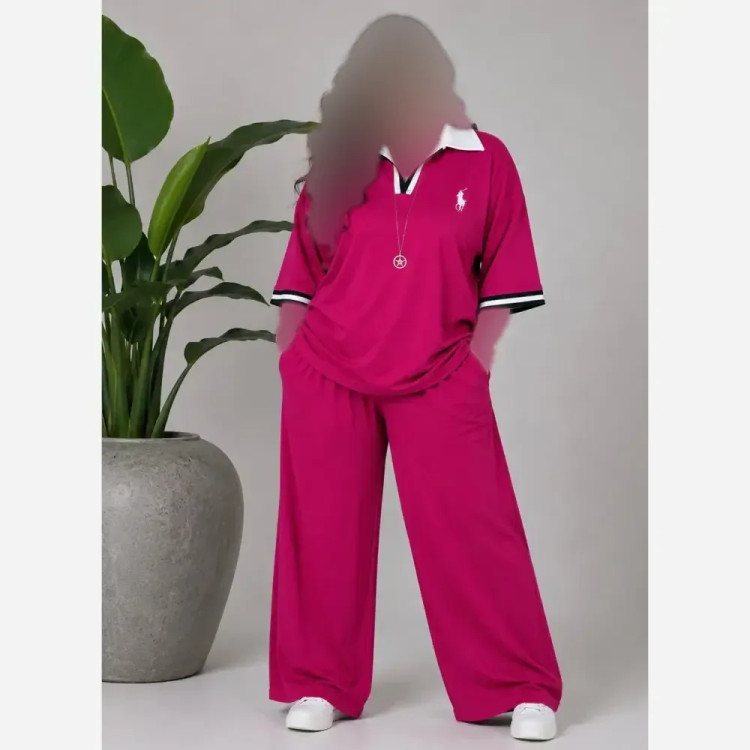 ست دو تیکه تیشرت و شلوار polo جنس گلکسی پنبه فری سایز تا 48