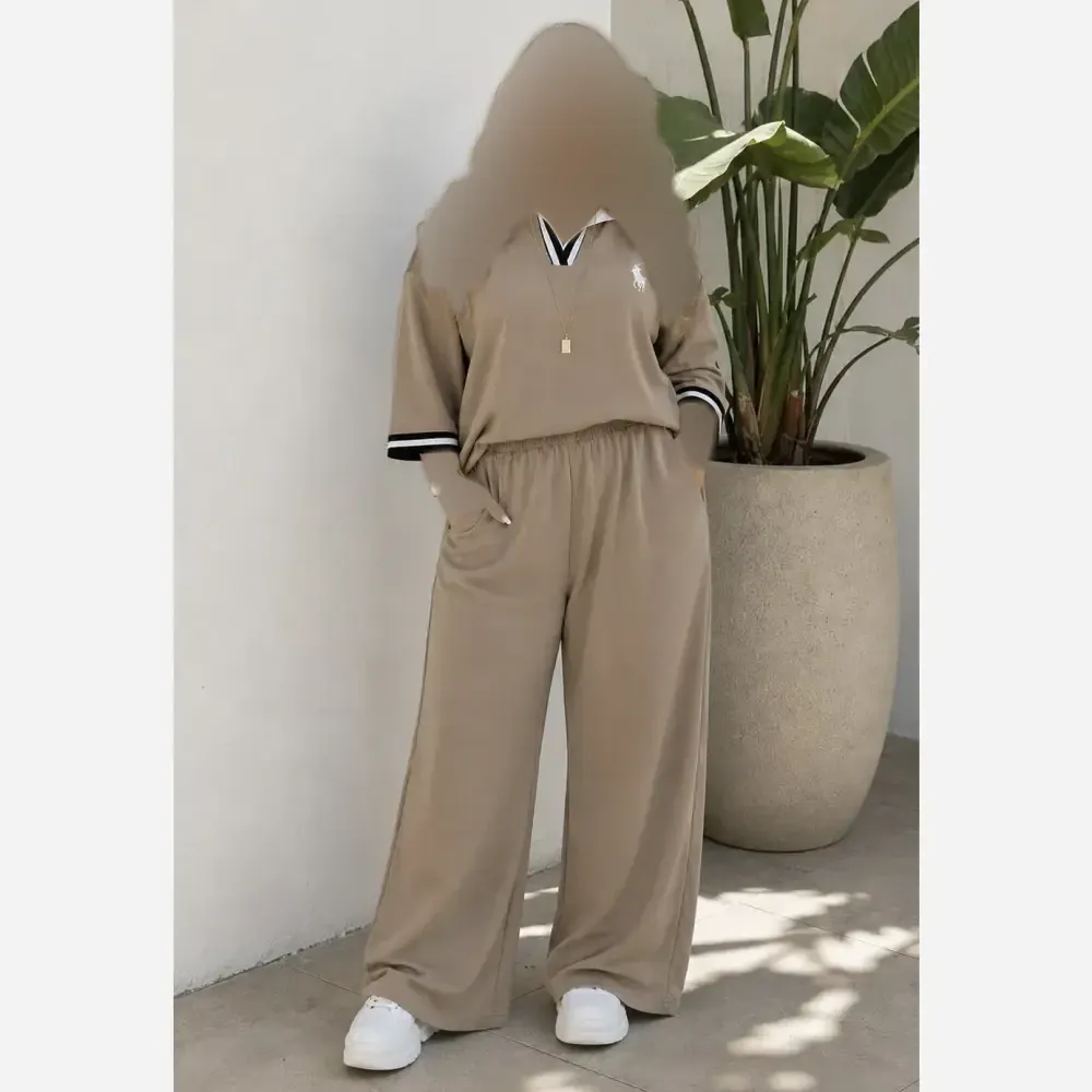 ست دو تیکه تیشرت و شلوار polo جنس گلکسی پنبه فری سایز تا 48
