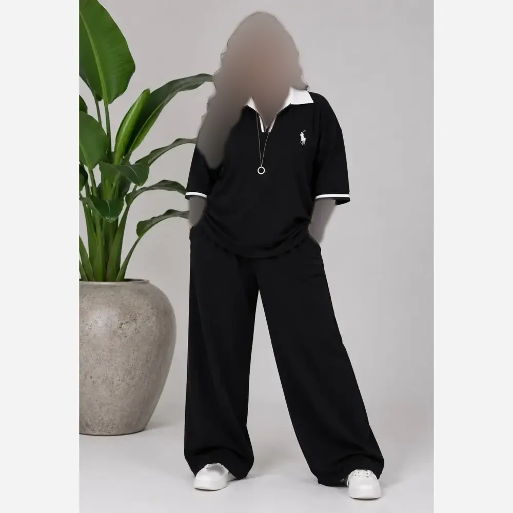 ست دو تیکه تیشرت و شلوار polo جنس گلکسی پنبه فری سایز تا 48