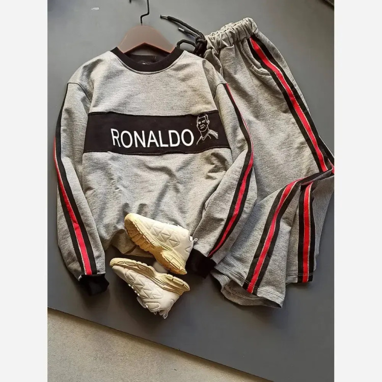 ست بلوز و شلوار بچگانه بگ استایل مدل رونالدو مناسب 9 تا 14 سال جنس ملانژ لاکرا
