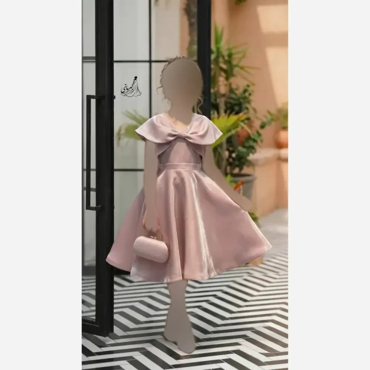 لباس مجلسی دخترانه مدل السا ساتن آیینه ای درجه یک سایز 4 تا 15 سال