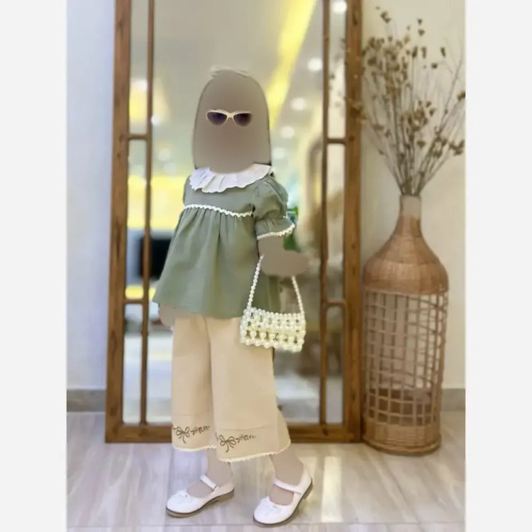 ست شومیز و شلوارک کتان نخ پنبه بهاره