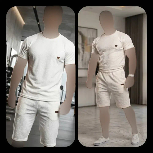 تیشرت شلوارک کامپیوتری مردانه فلامنت سفید سایزبندی L XL 2XL