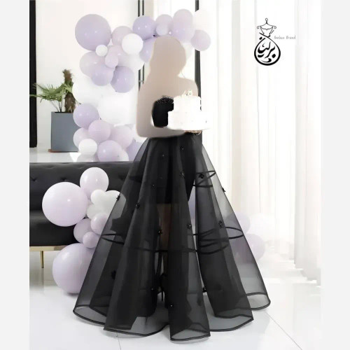 پیراهن مجلسی زنانه جنس کرپ دالقیچ و زونیکس رنگ مشکی سایز 3