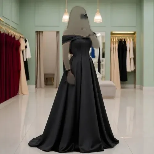 لباس مجلسی زنانه ساتن آمریکایی کیفیت تضمینی رنگ مشکی آبی آسمانی و چری