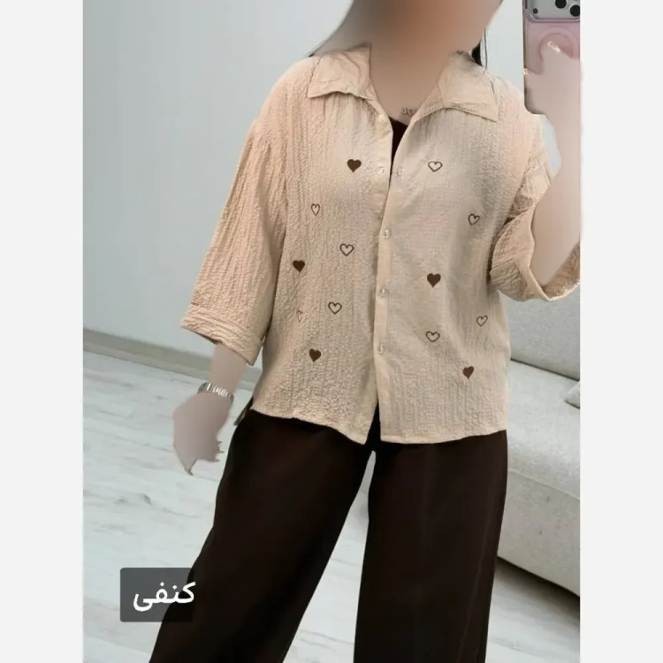 شومیز جاذبه قلبی زنانه یزدی پفکی فری سایز 38 تا 46