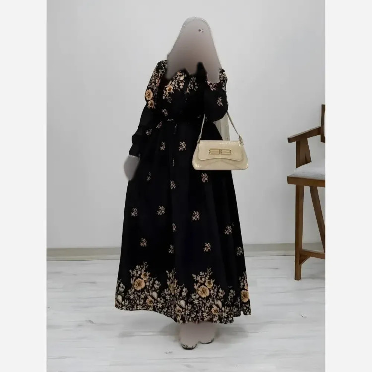 پیراهن ساحلی رز کرپ بوگاتی زنانه فری سایز سورمهای صورتی کلهغازی طلایی