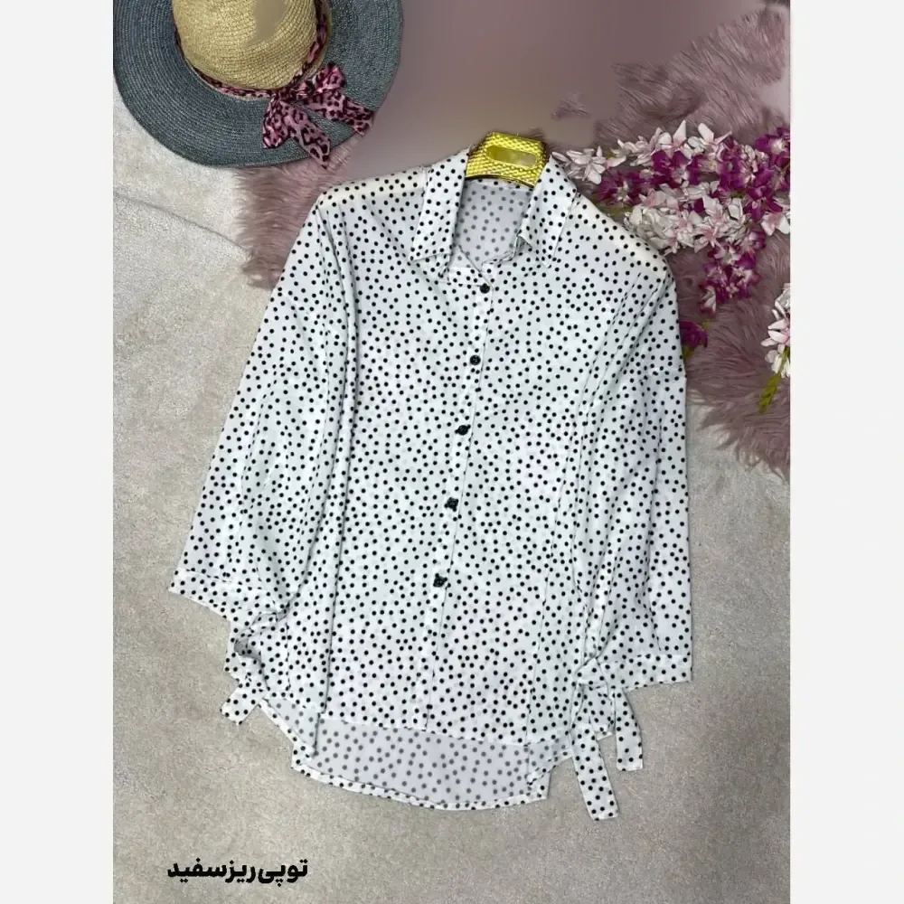 شومیز طرحدار چیچک کرپ الیزه چاپی فری سایز 38 تا 46