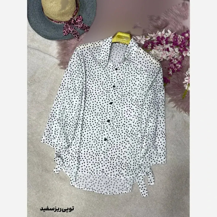 شومیز طرحدار چیچک کرپ الیزه چاپی فری سایز 38 تا 46