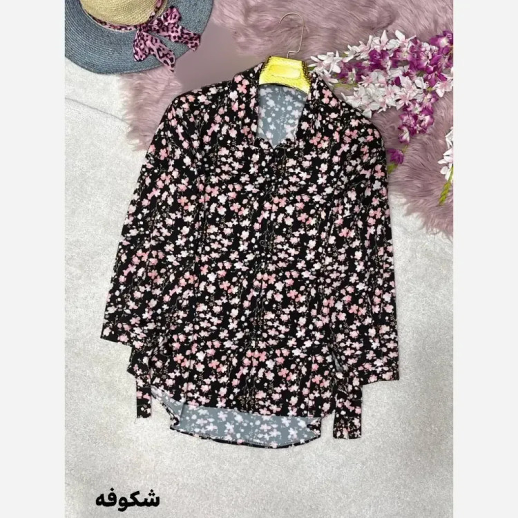 شومیز طرحدار چیچک کرپ الیزه چاپی فری سایز 38 تا 46