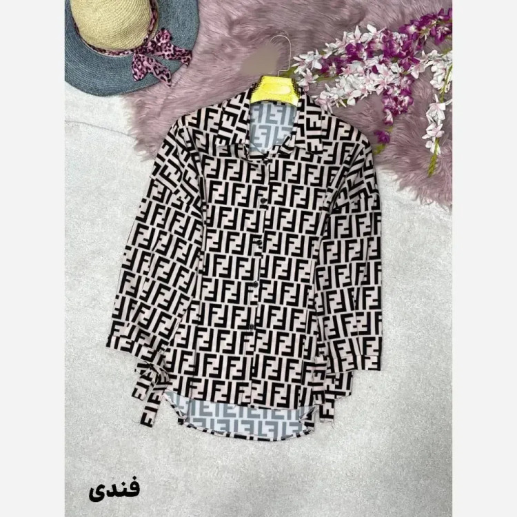 شومیز طرحدار چیچک کرپ الیزه چاپی فری سایز 38 تا 46