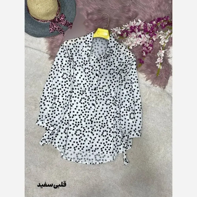 شومیز طرحدار چیچک کرپ الیزه چاپی فری سایز 38 تا 46