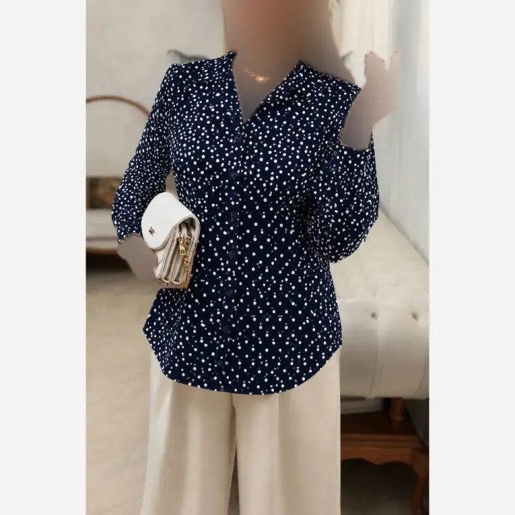 شومیز طرحدار چیچک کرپ الیزه چاپی فری سایز 38 تا 46
