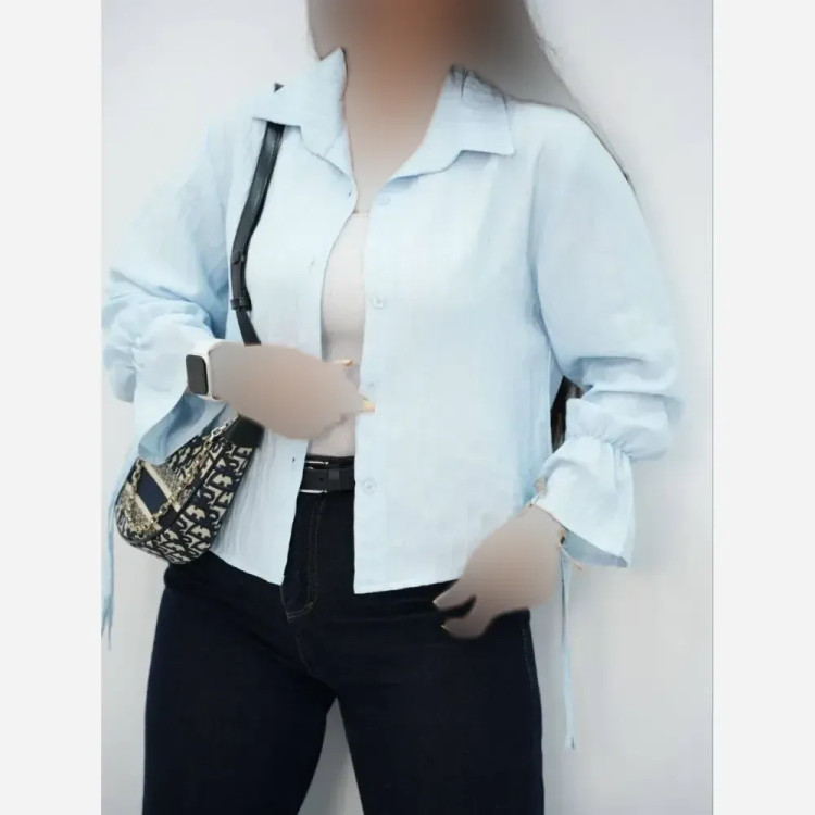 شومیز عروسکی روشنک صوفیا شانتون راه راه فری سایز تا 46